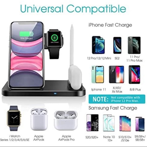 QI-EU 4 in 1 FAST CHARGER , Black, NIB - Picture 2 of 9